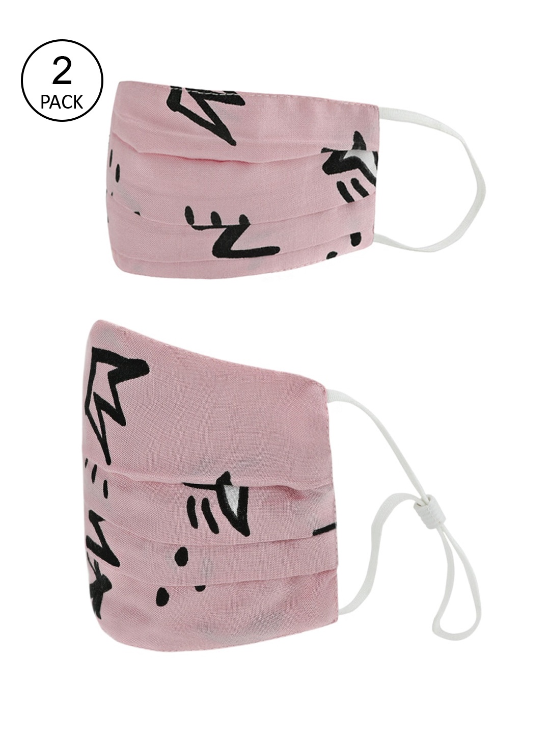 

Kazo Women Pack of 2 Pink & Black Printed 2-Ply Protective Outdoor Masks