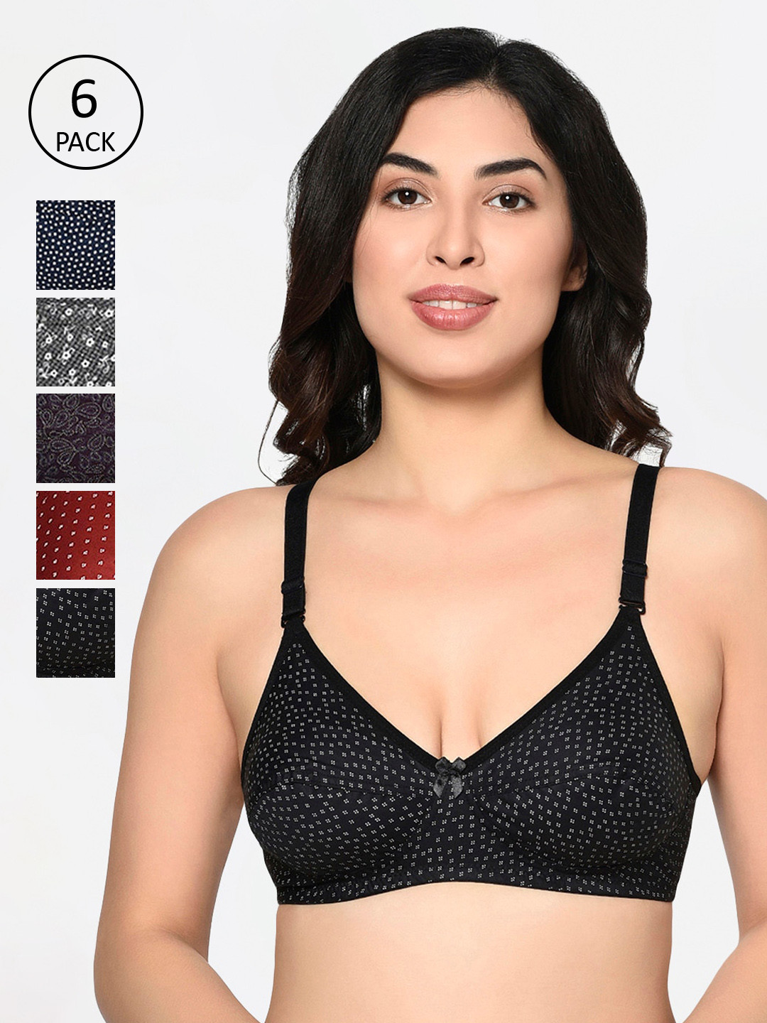 

Bodycare Multicoloured Pack of 6 Non-Wired Non Padded Everyday Bra 1571Multicolor-6PCS, Multi
