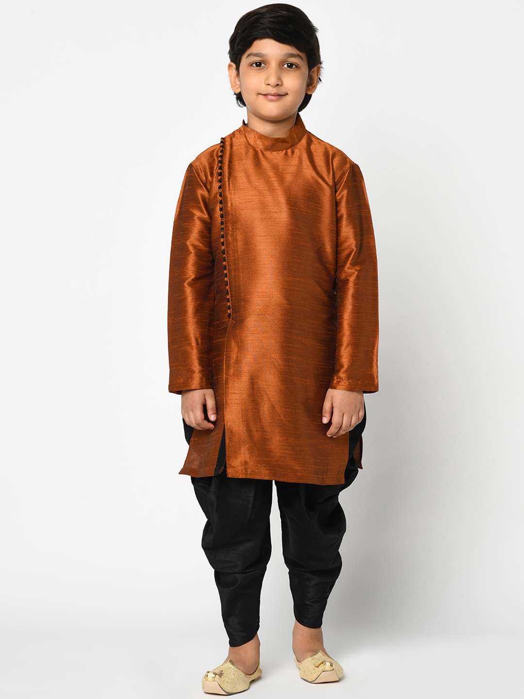 DEYANN Boys Copper-Toned Solid Kurta with Dhoti Pants