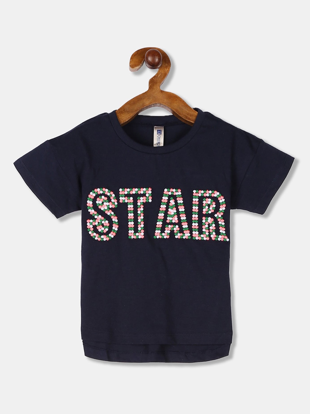 

Cherokee Girls Navy Blue Printed Round Neck T-shirt