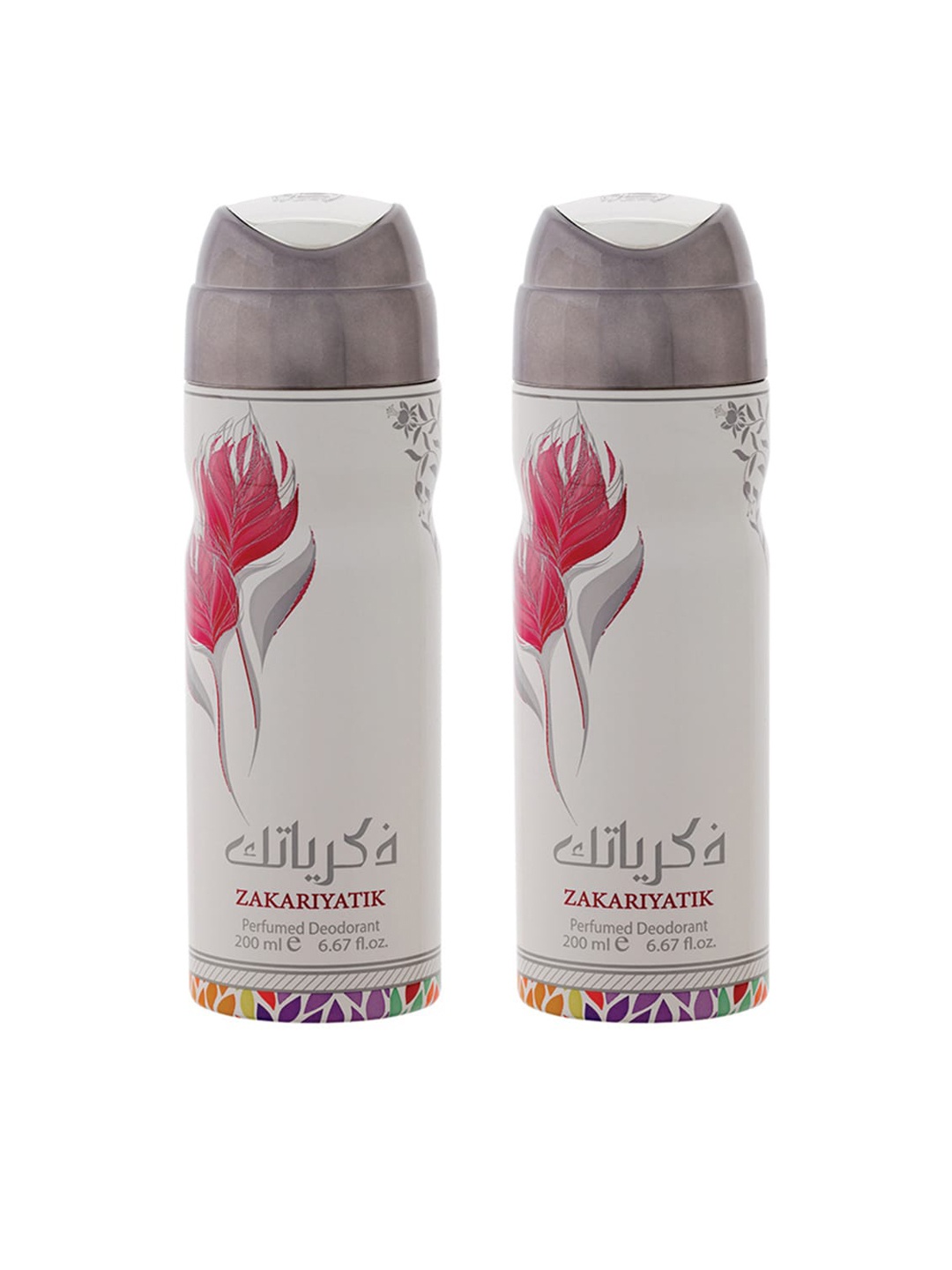 

Lattafa Women Set of 2 Zakaryati Perfumed Deodorants 200ml, White