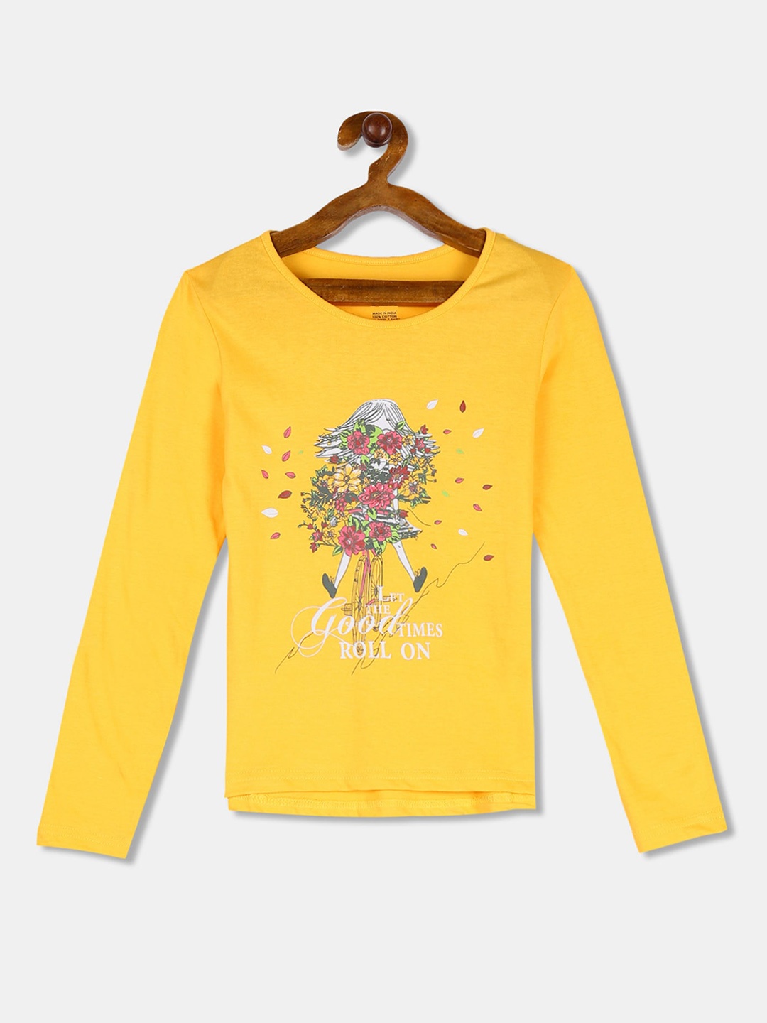

Cherokee Girls Yellow Printed Round Neck T-shirt