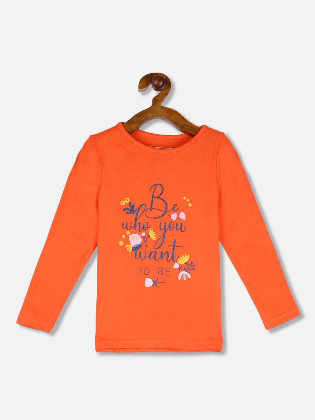 

Cherokee Girls Orange Printed Round Neck T-shirt