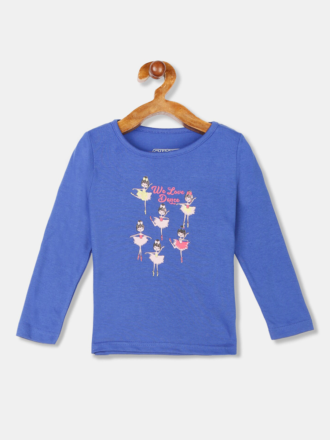 

Cherokee Girls Blue & Pink Printed Round Neck T-shirt
