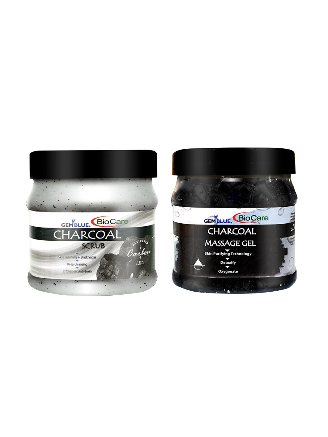 

GEMBLUE BioCare Set of Charcoal Scrub & Charcoal Massage Gel, Black