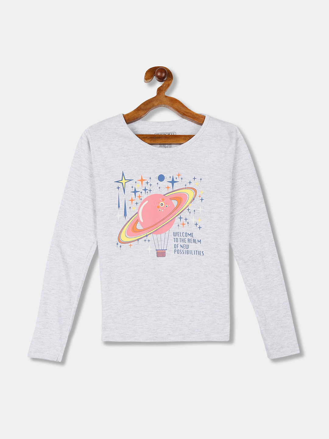 

Cherokee Girls Grey Printed Round Neck T-shirt