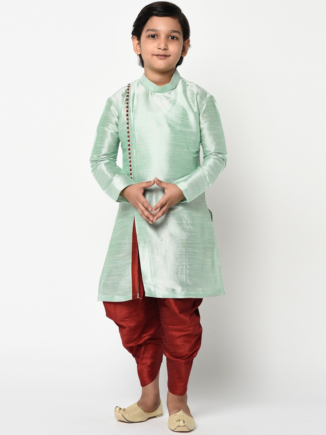 

DEYANN Boys Green Solid Kurta with Patiala