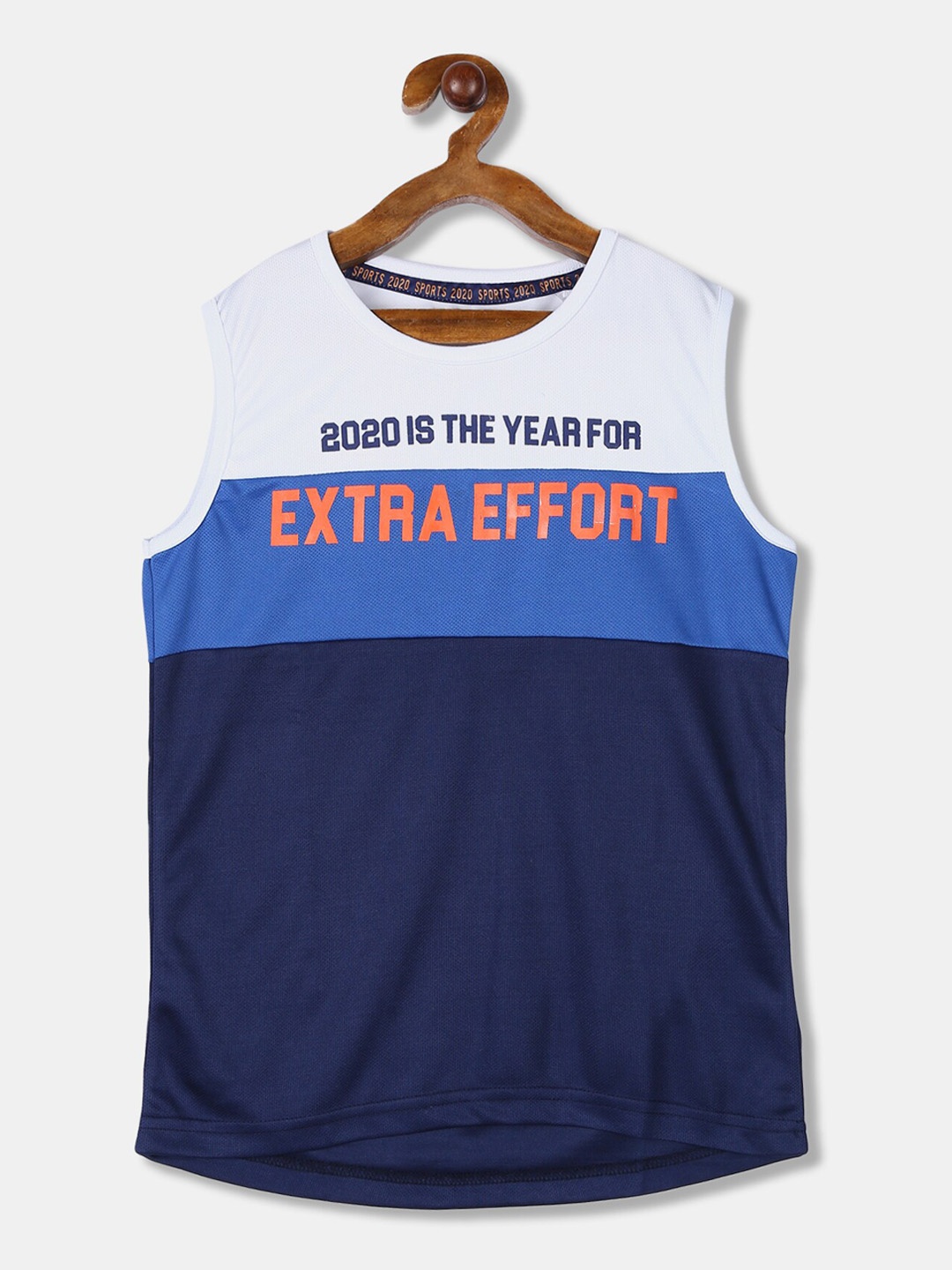 

Cherokee Boys White & Blue Striped Round Neck T-shirt