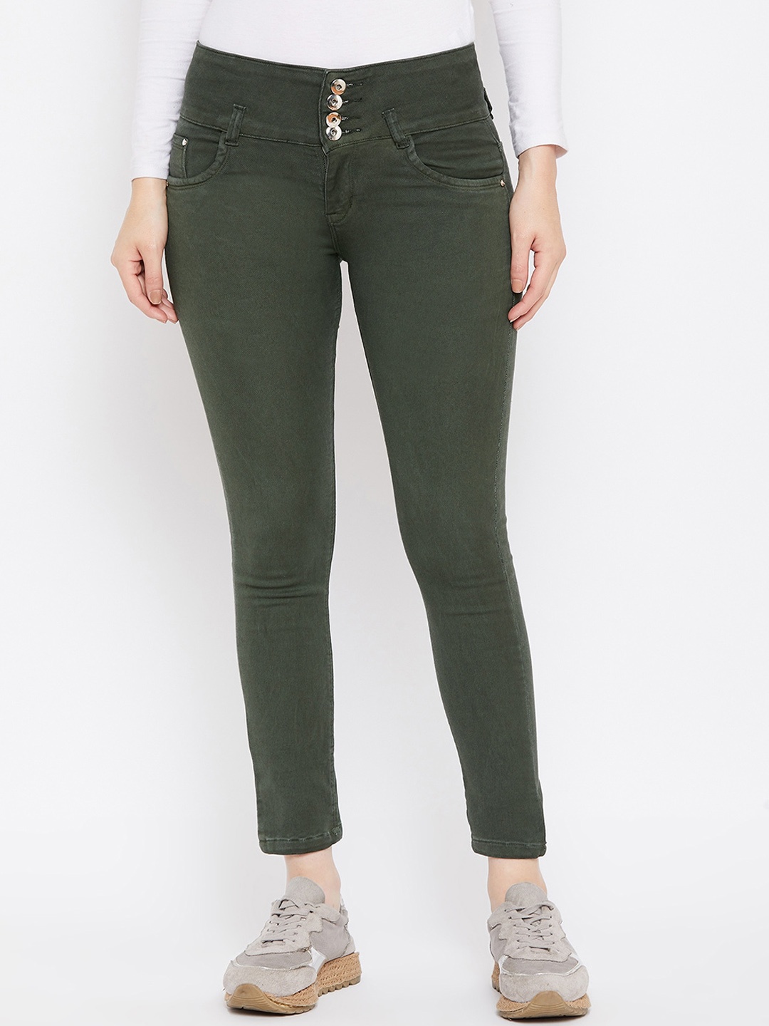 

Purple Feather Women Teal Green Skinny Fit High-Rise Clean Look Stretchable Jeans