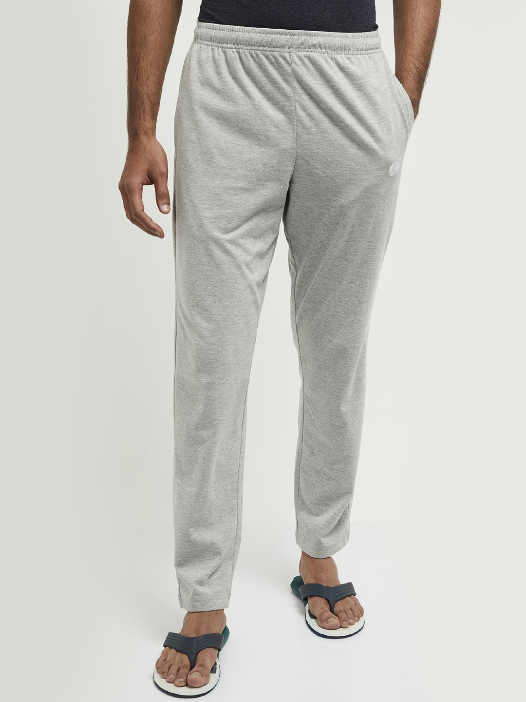 max Men Grey Melange Solid Cotton Lounge Pants