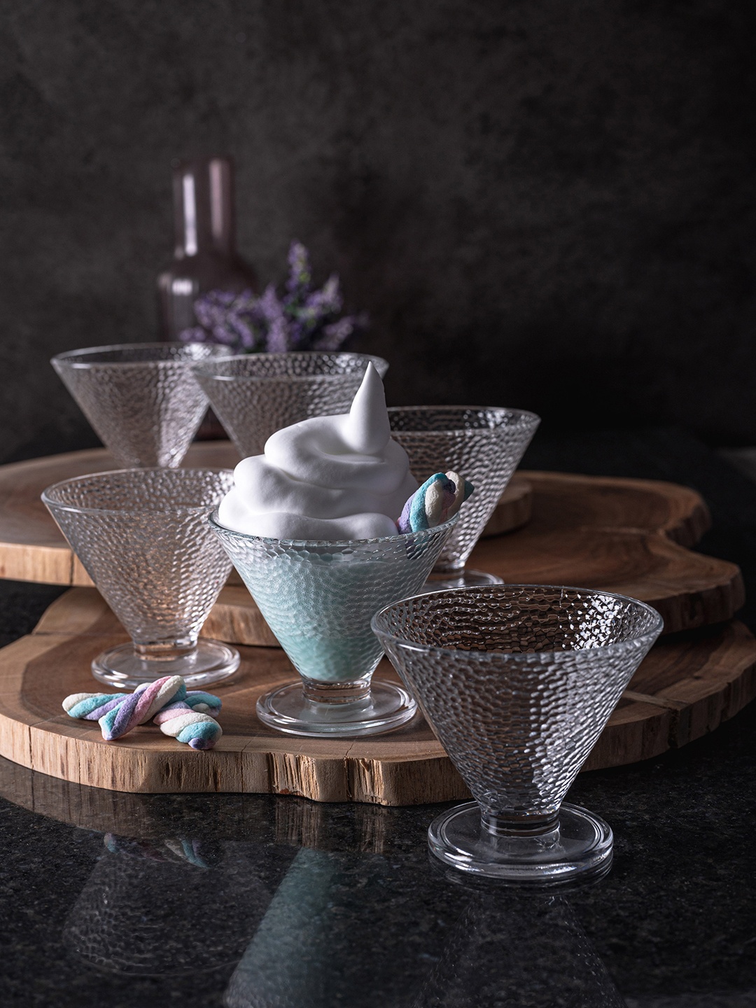 

GOODHOMES Set of 6 Transparent Textured Glass Cups Set