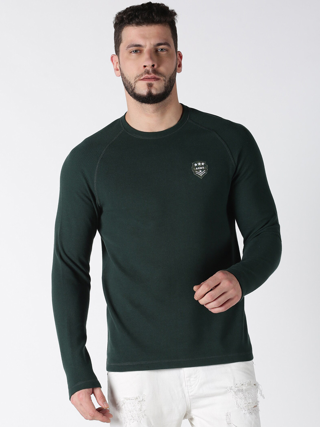 

UrGear Men Green Solid Sweatshirt