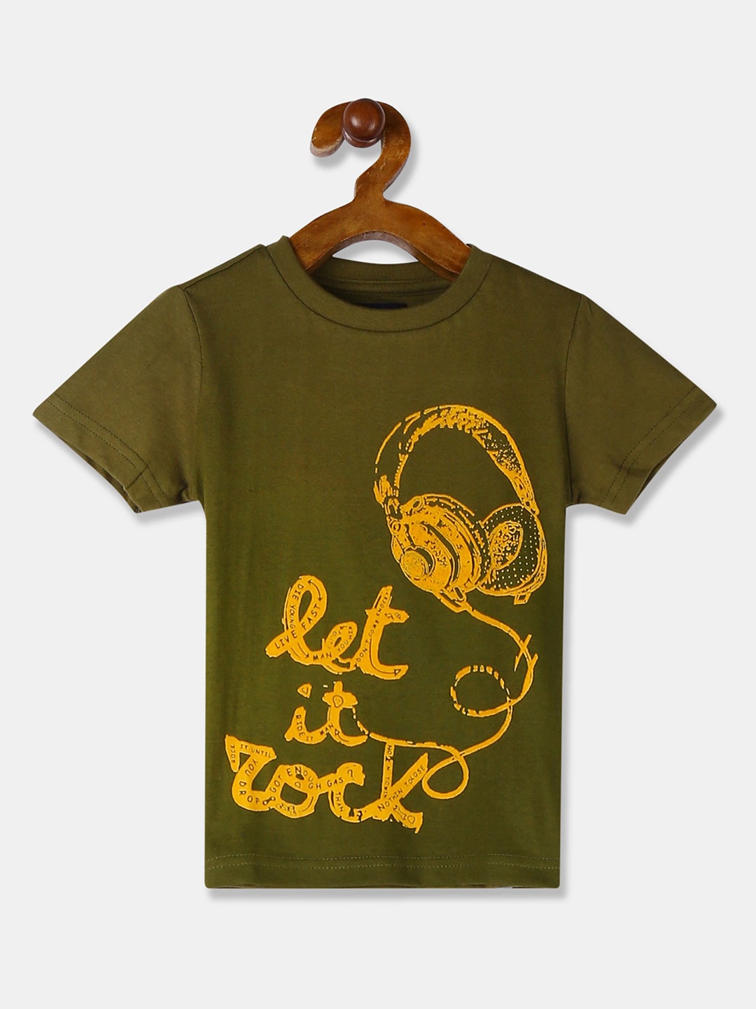 

Cherokee Boys Olive Green Printed Round Neck T-shirt