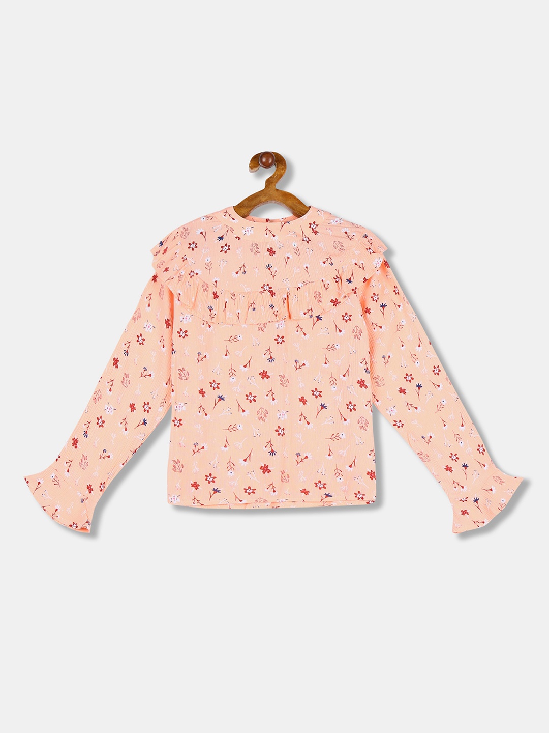 

Cherokee Girls Peach-Coloured Floral Printed Top