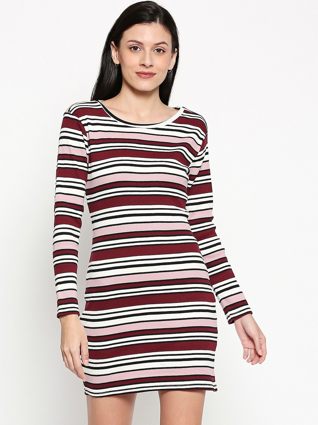 

People Women Red Striped Sheath Dress