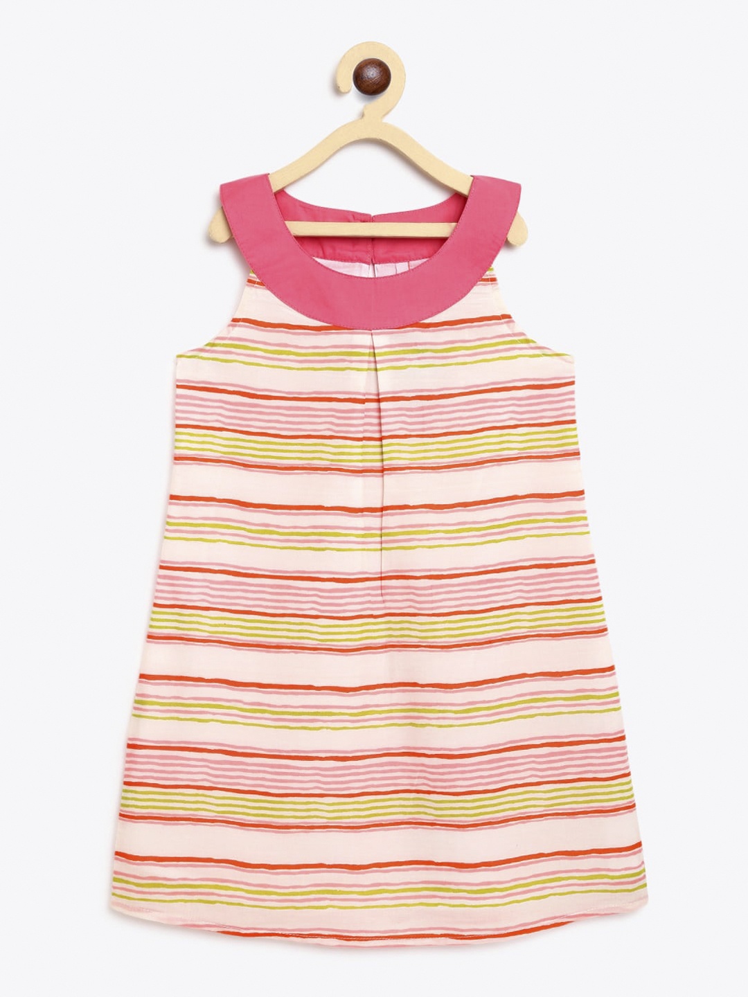 

Campana Girls Pink & Green Striped A-Line Dress
