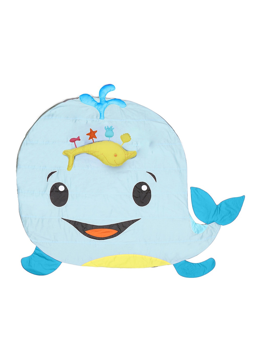 

My Milestones Unisex Kids Blue & Yellow Whale Printed Tummy-Time Playmat With Sensory Pillow