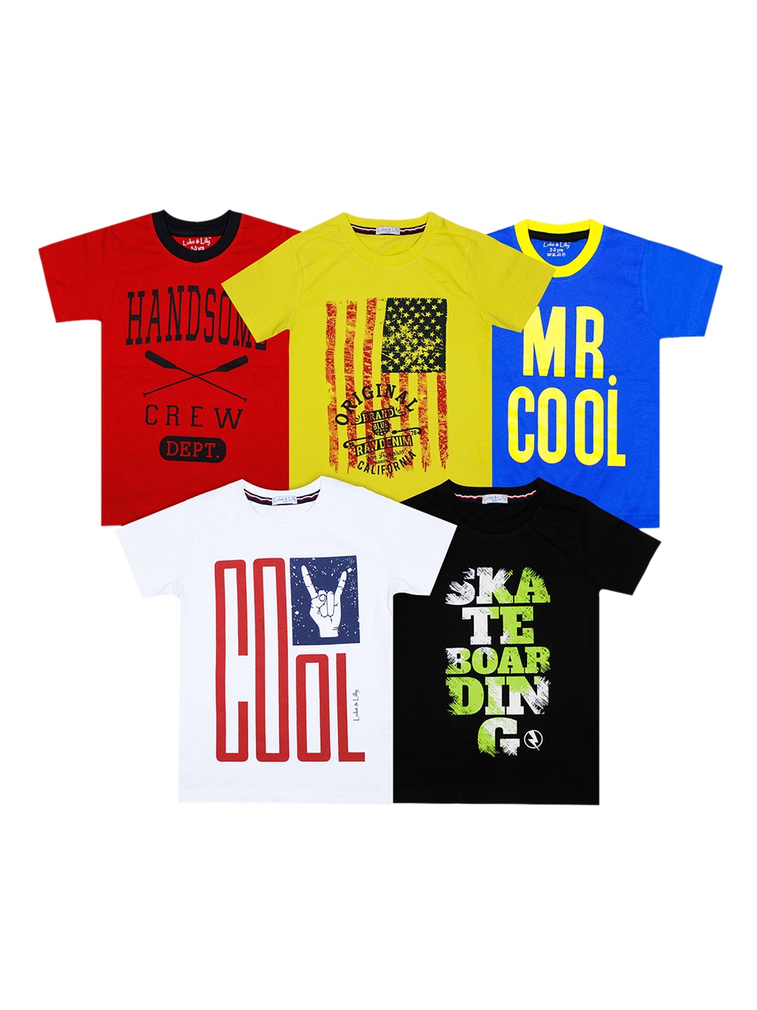 

Luke & Lilly Boys Pack Of 5 Printed Round Neck T-shirt, Red