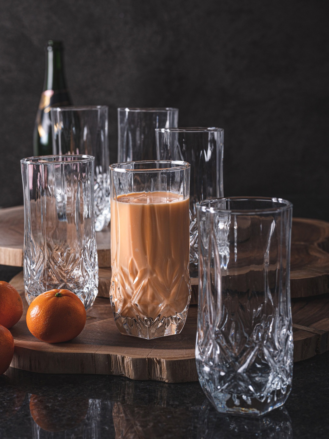 

GOODHOMES Set Of 6 Transparent Textured Glass Tumblers 285 ml