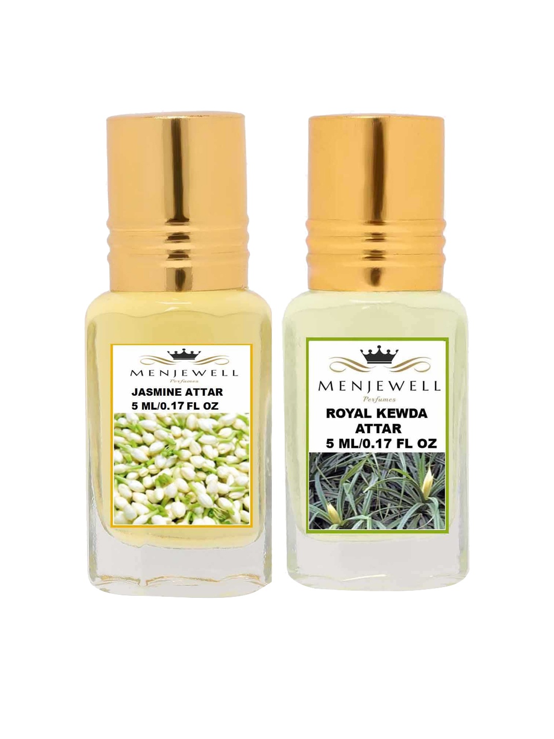 

Menjewell Unisex Set of Jasmine Attar & Royal Kewda Attar, Green