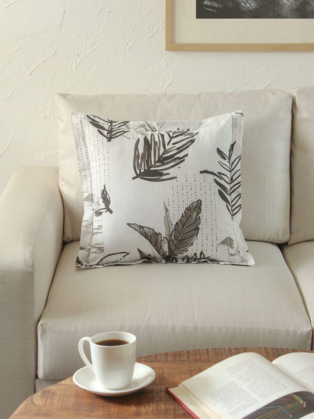 

House This White & Black Single Floral Square Cushion Covers