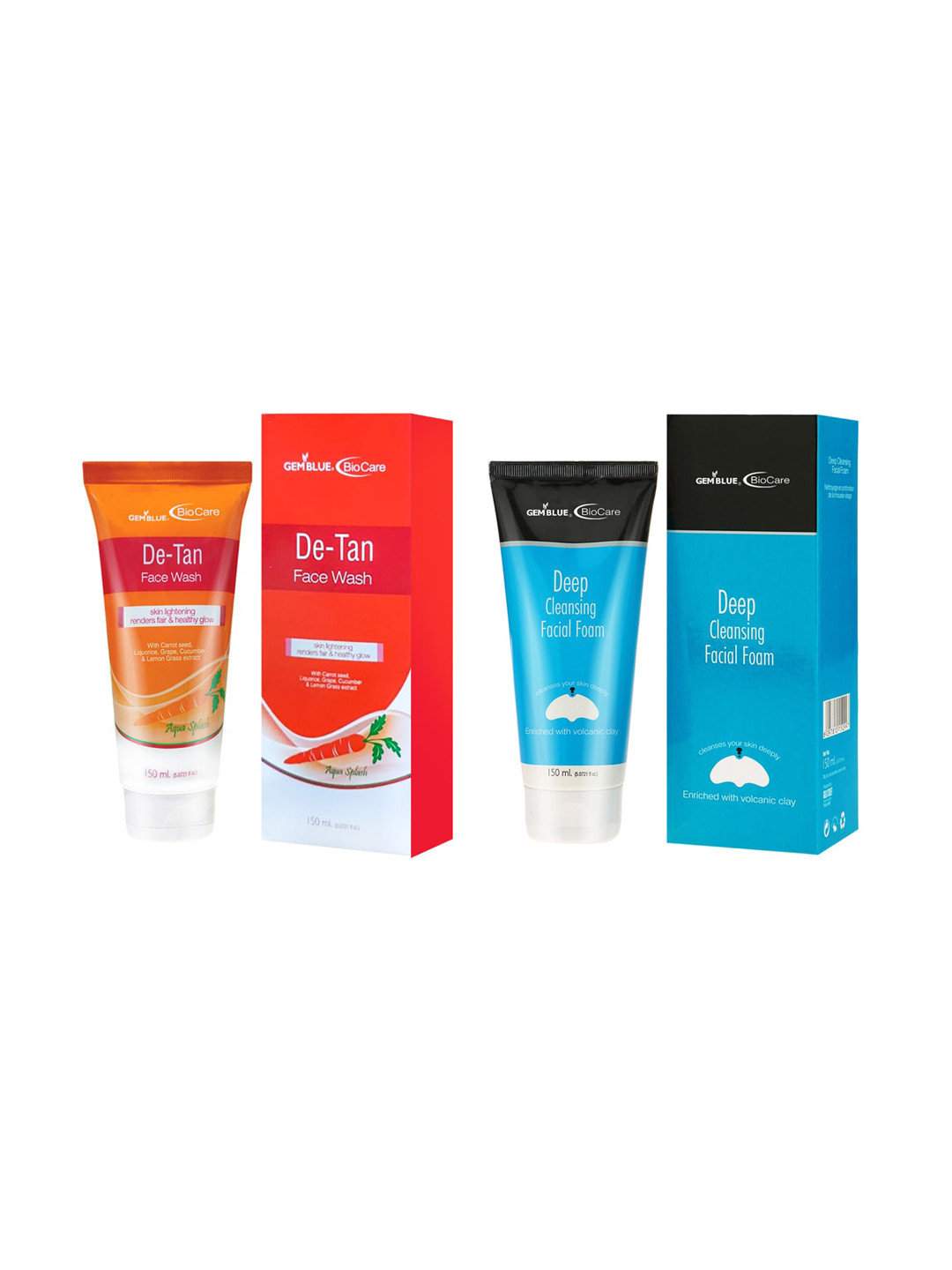 

GEMBLUE BioCare De Tan Face wash & Deep Cleansing Face Foam 150ML Set of 2, Orange