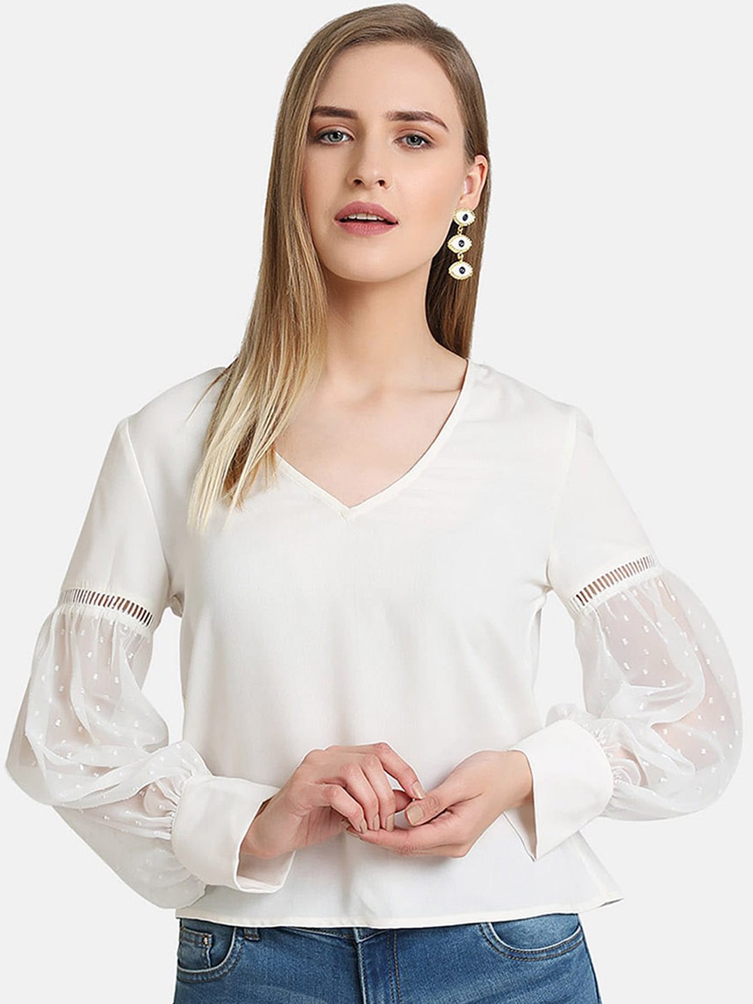 

Kazo Women White Solid Top