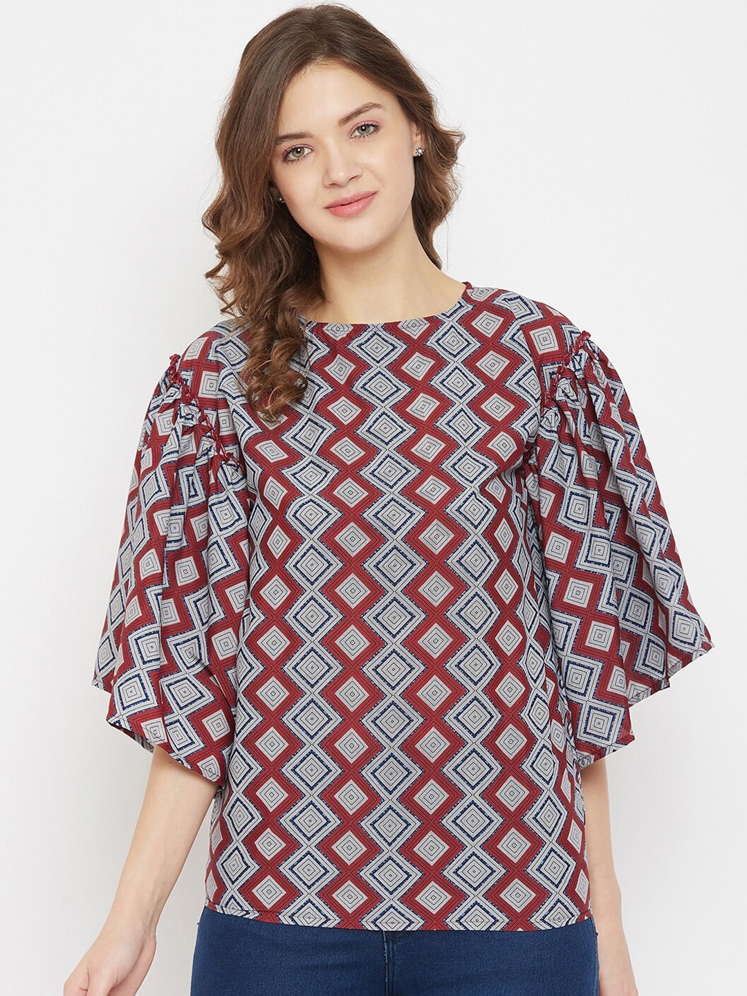 

The Kaftan Company Women Multicoloured Printed Styled Back Top, Multi