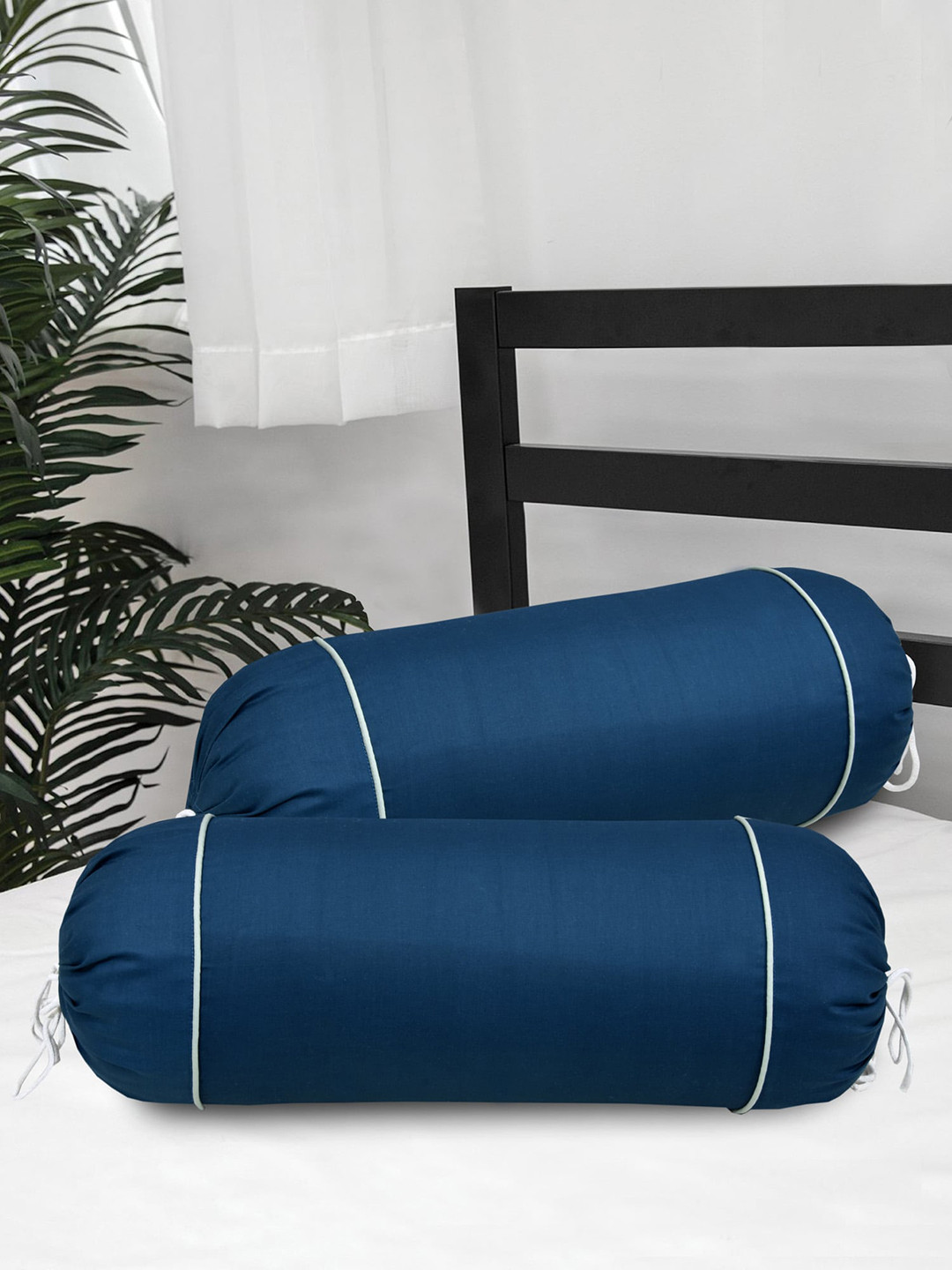 

Clasiko Set Of 2 Blue Solid 300TC Bolster Covers