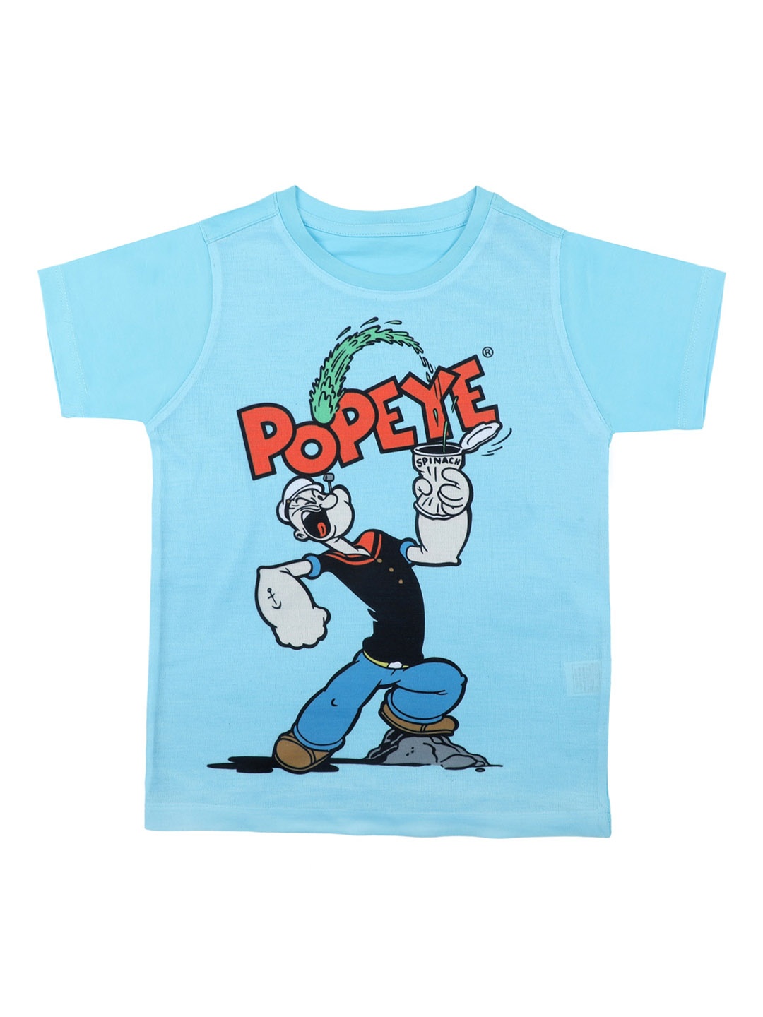 Popeye Boys Blue Printed Round Neck T-shirt