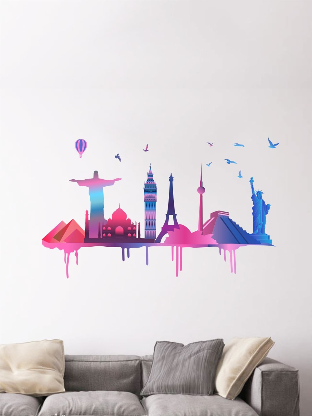

rawpockets Pink & Blue Wonders of the World Wall Sticker