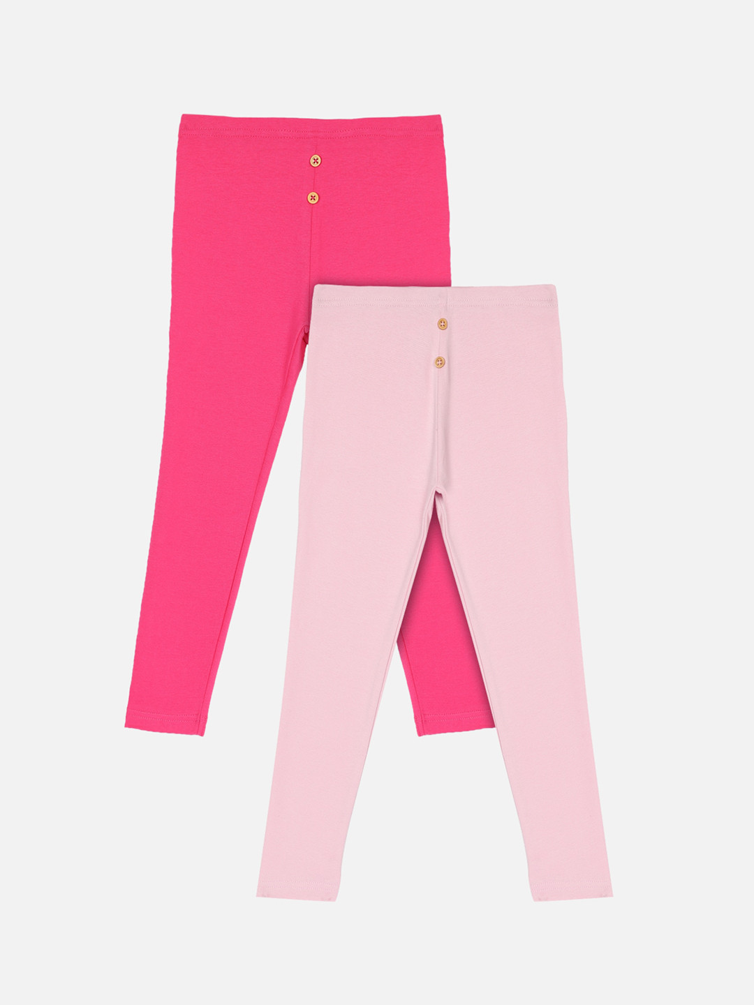 

Bodycare First Girls Pink and Fuchsia Solid Cotton Track Pants Pack of 2