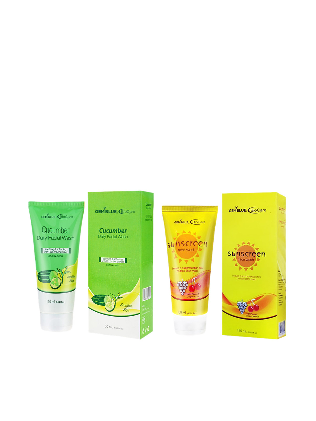 

GEMBLUE BioCare Set of Cucumber Daily Face Wash & Sunscreen Face Wash, Green