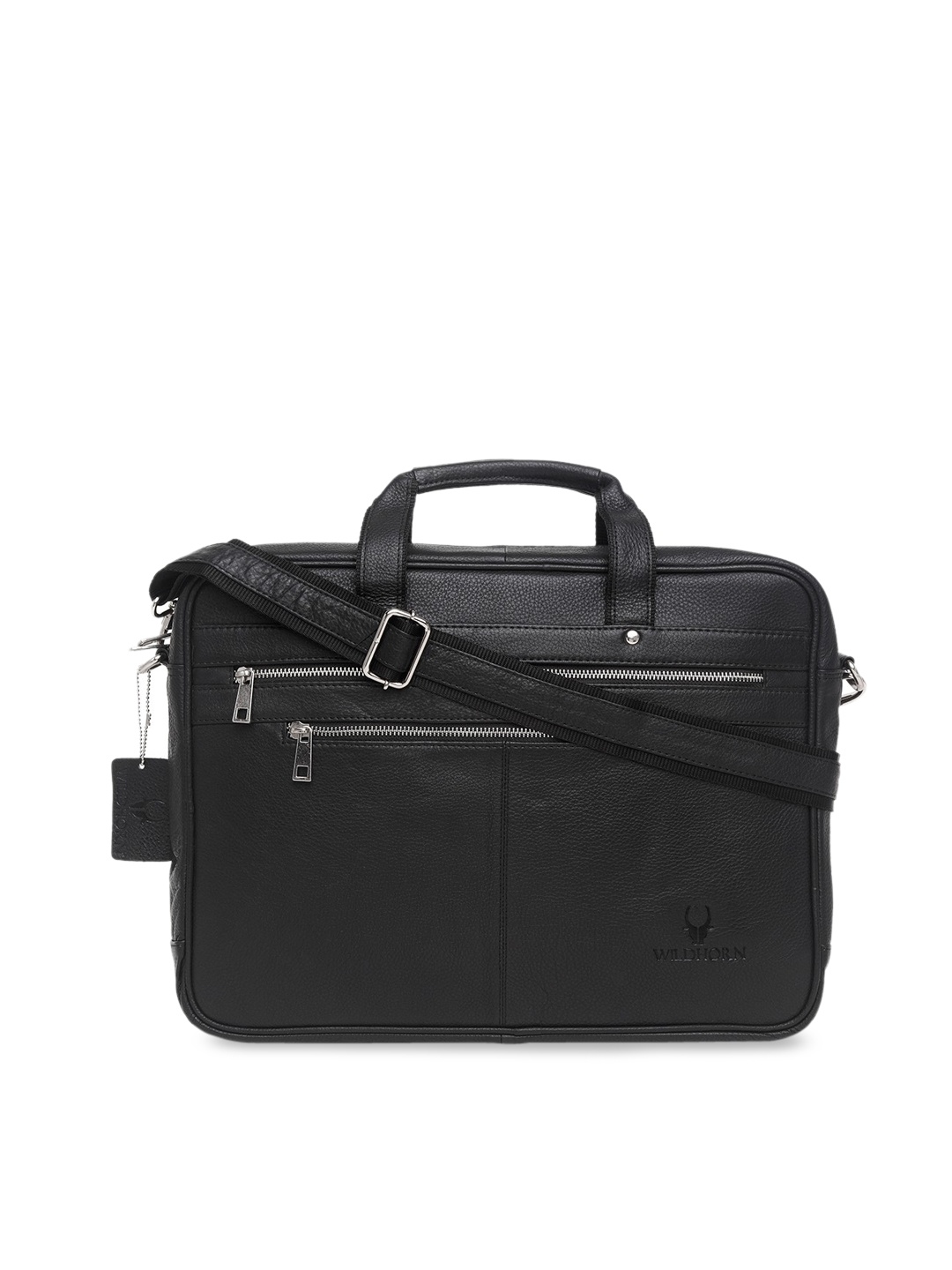 

WildHorn Men Black Textured 16" Laptop Bag