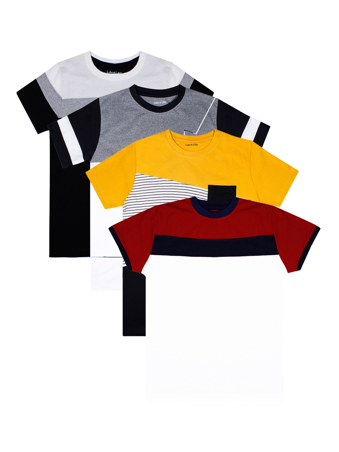 

Luke & Lilly Boys Multicoloured Colourblocked Round Neck T-shirt, Multi