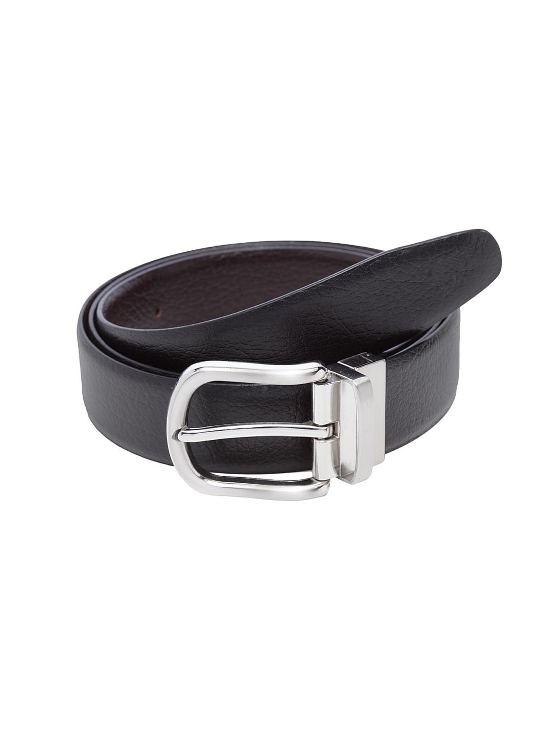 

WELBAWT Men Black & Brown Textured Leather Reversible Belt