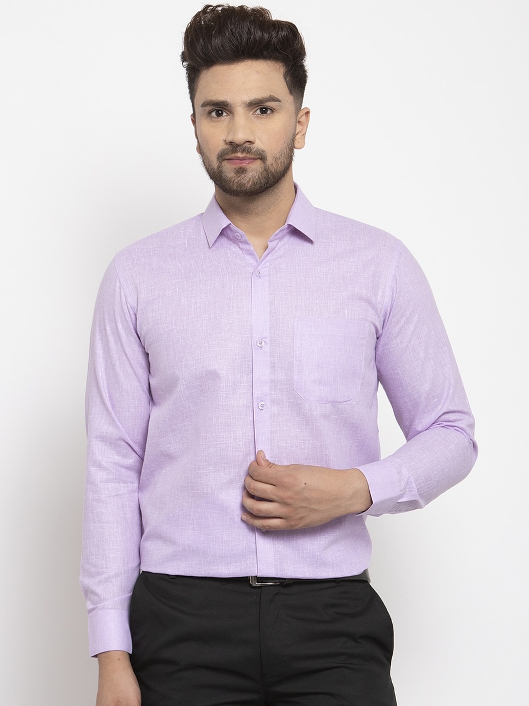 

JAINISH Men Lavender Regular Fit Solid Formal Shirt