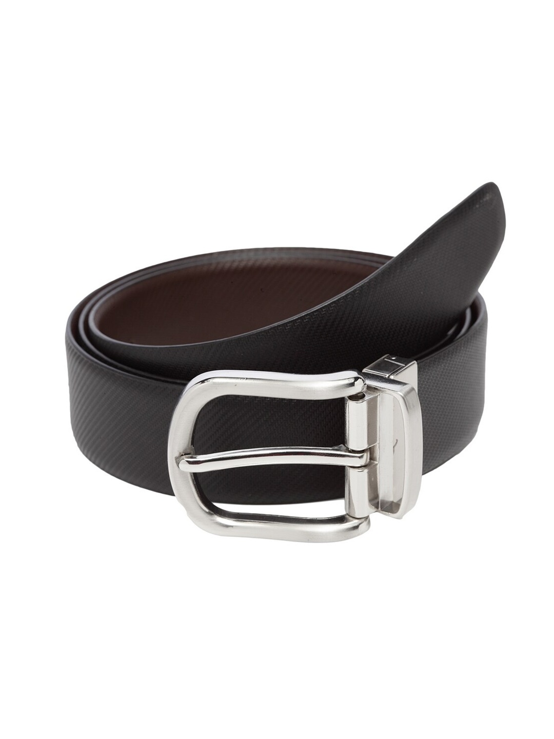 

WELBAWT Men Black & Brown Textured Reversible Leather Belt