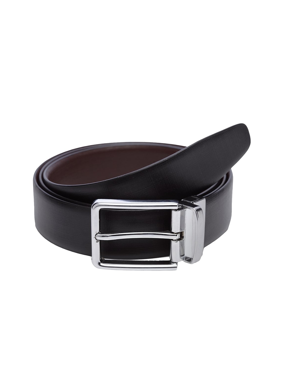 

WELBAWT Men Black & Brown Textured Reversible Leather Belt