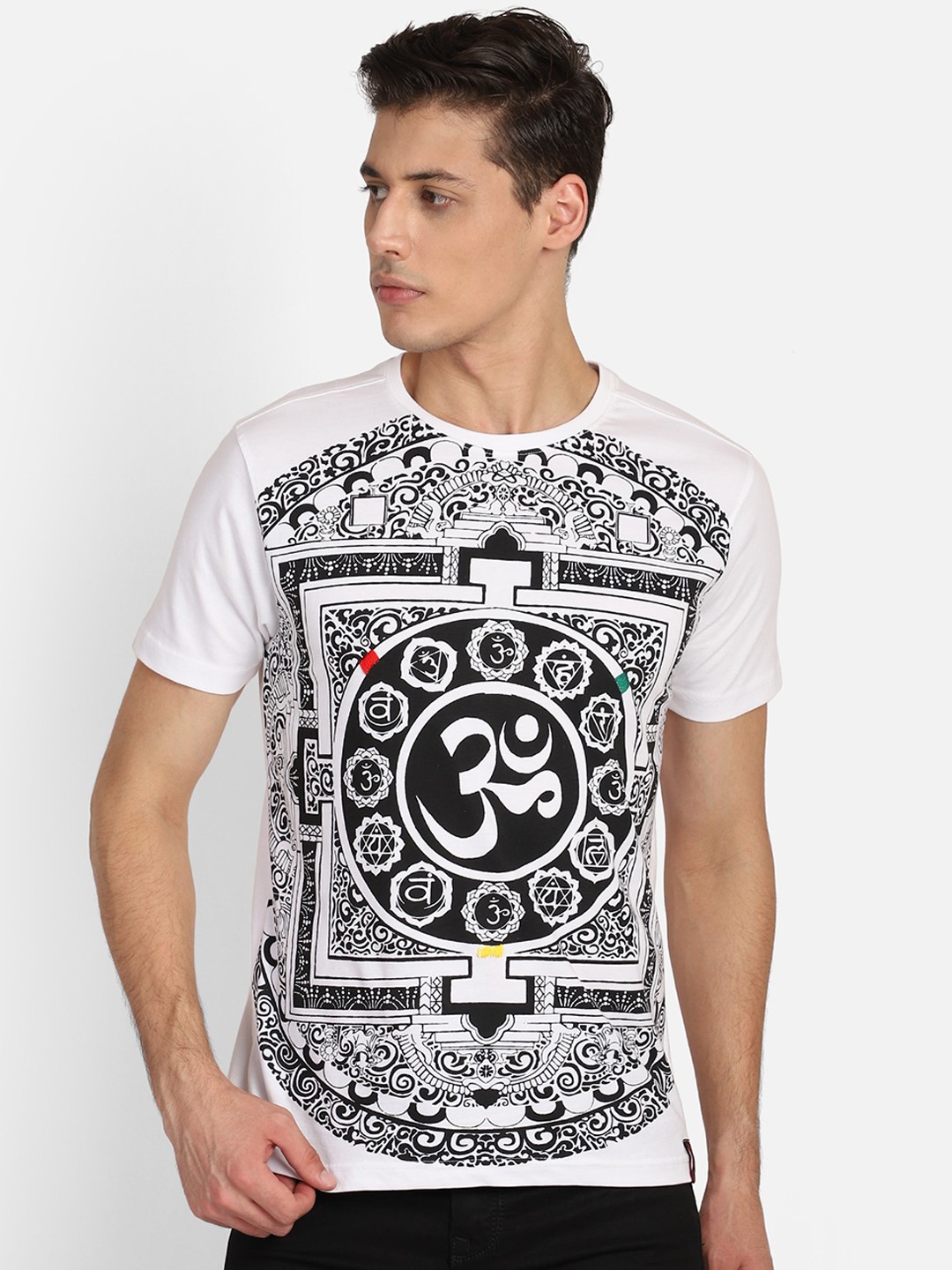 

PUNK Men White & Black Printed Round Neck T-shirt
