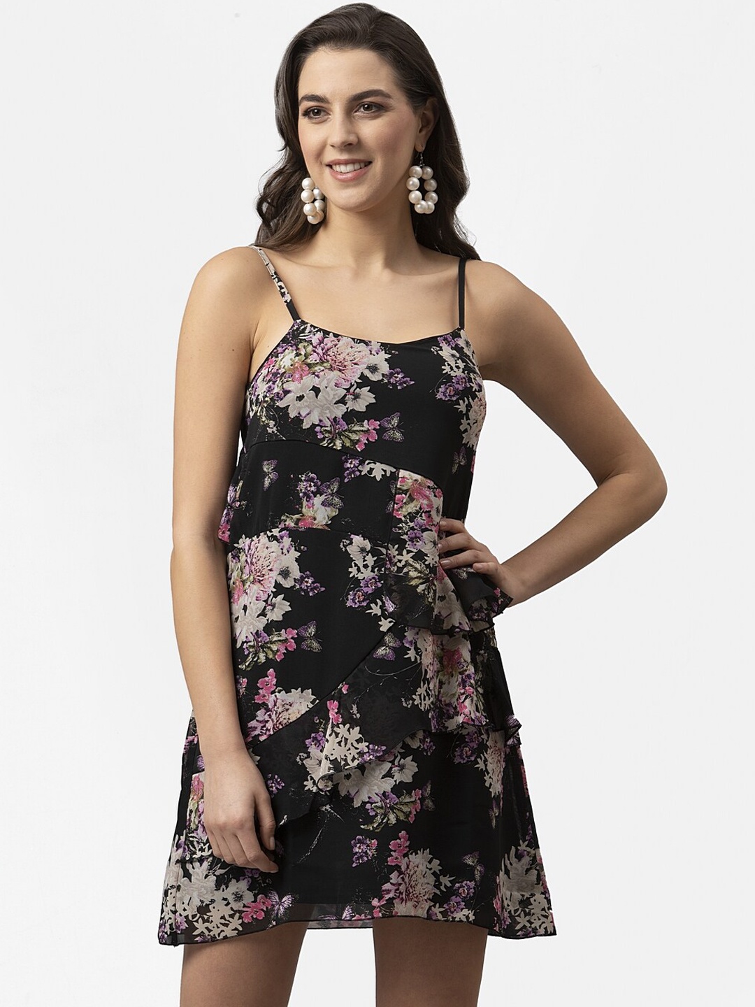 

Style Quotient Women Black Printed A-Line Dress