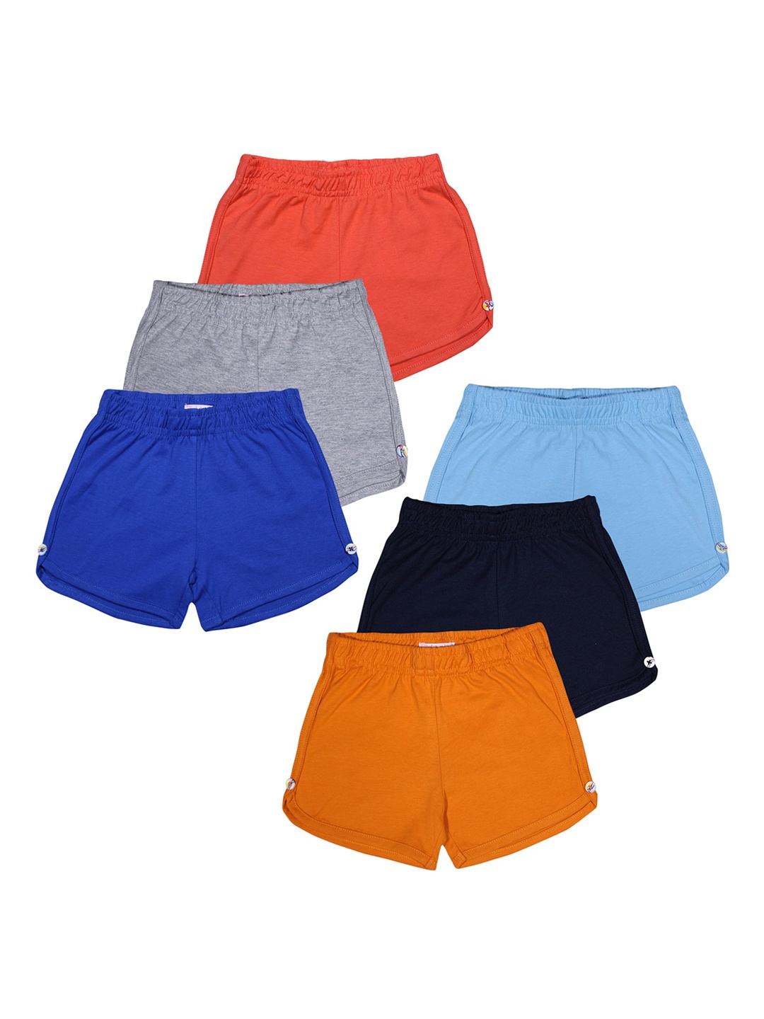 

Luke & Lilly Girls Multicoloured Set of 6 Solid Regular Fit Shorts, Multi
