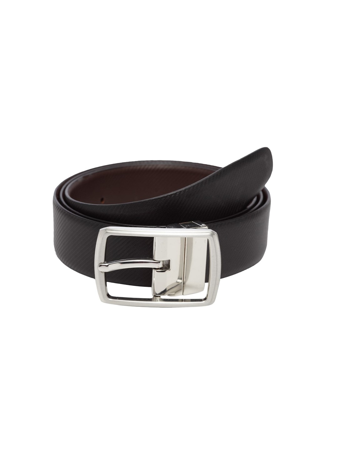 

WELBAWT Men Black & Brown Textured Leather Reversible Belt