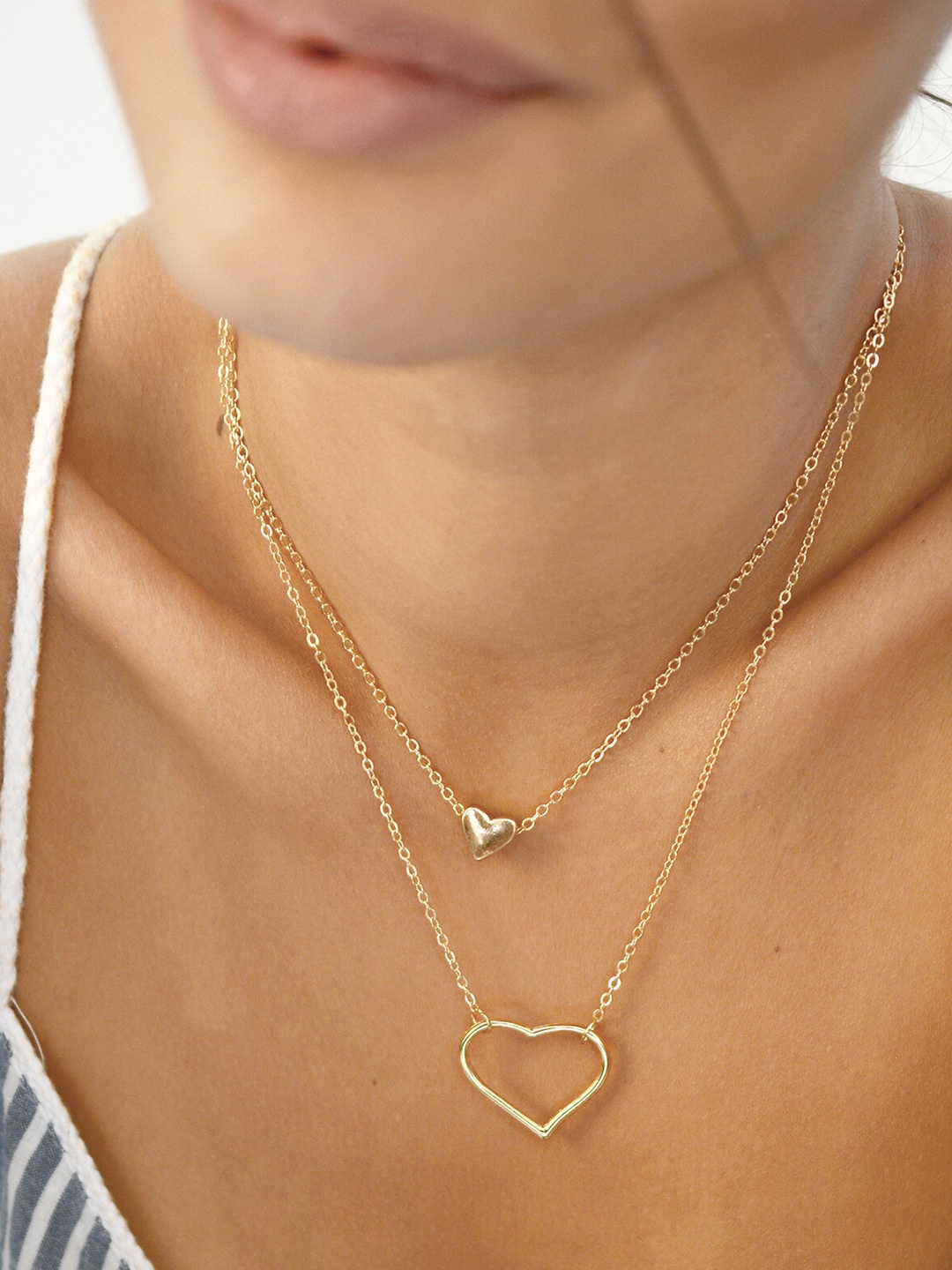 

JOKER & WITCH Gold-Toned Alloy Double Layered Heart Necklace