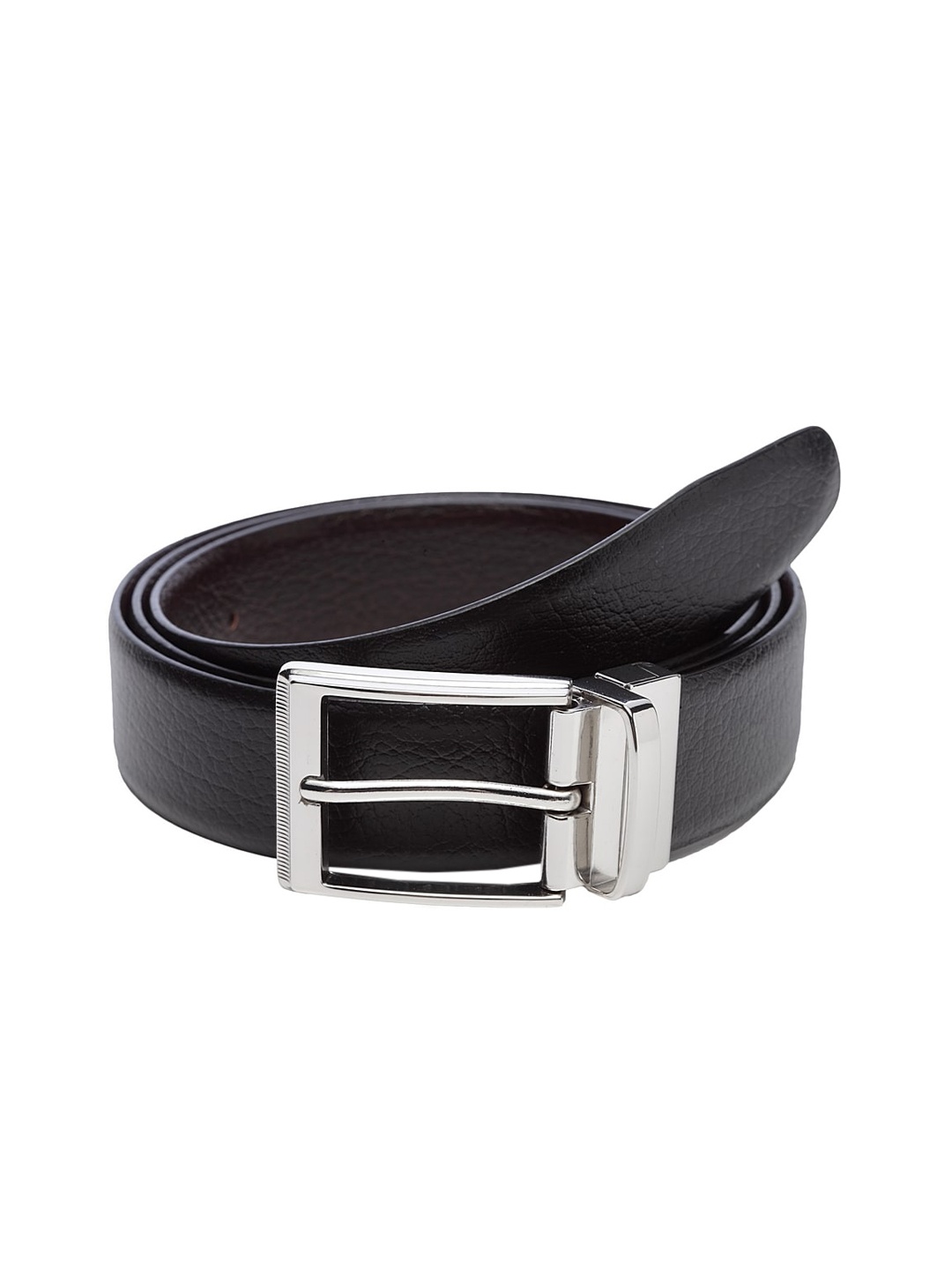 

WELBAWT Men Black & Brown Textured Leather Reversible Belt
