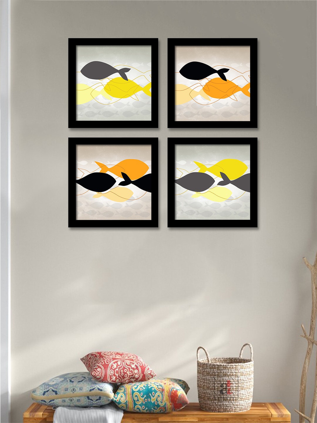 

Art Street Set of 4 Framed Paintings Wall Arts, Yellow