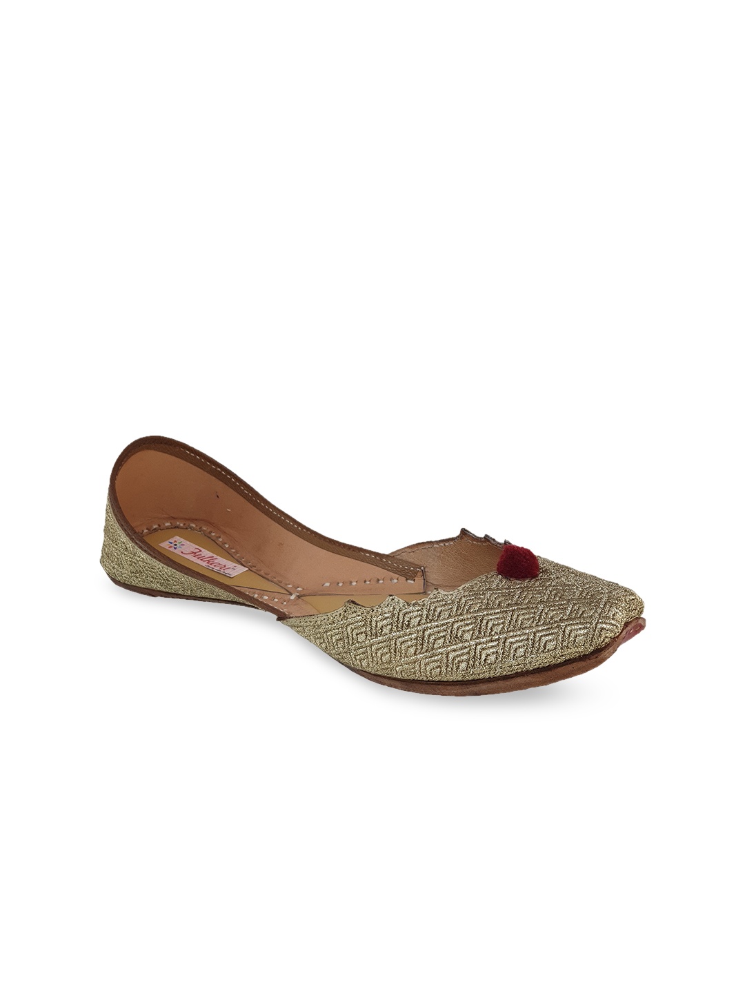

Fulkari Women Tan Embellished Leather Mojaris