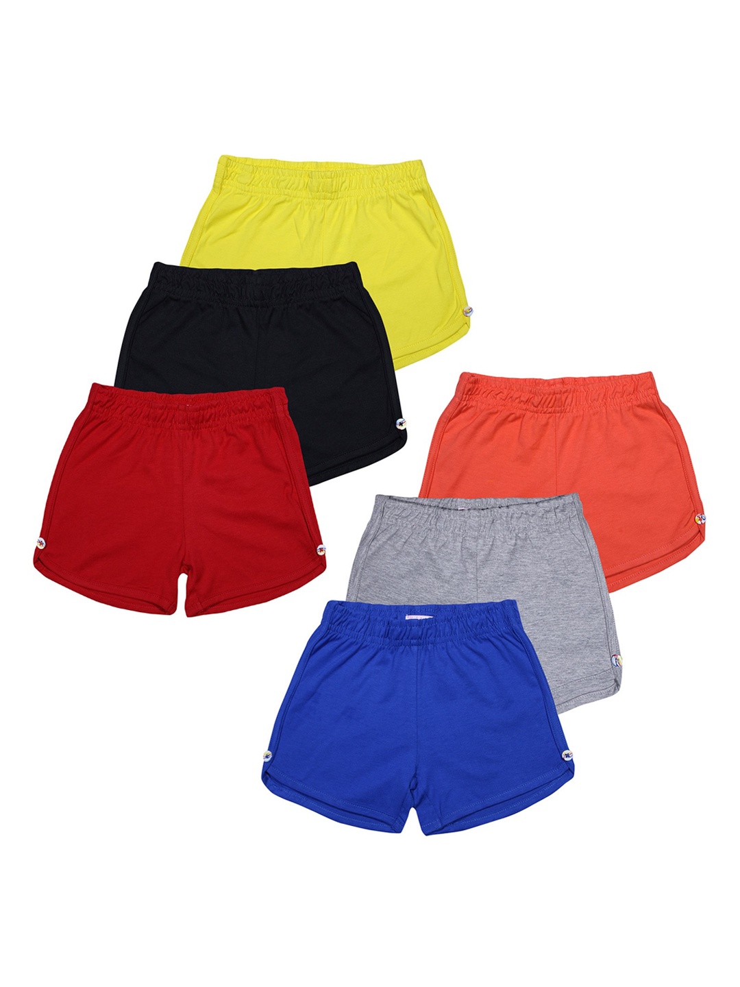 

Luke & Lilly Girls Pack Of 6 Solid Cotton Regular Shorts, Multi