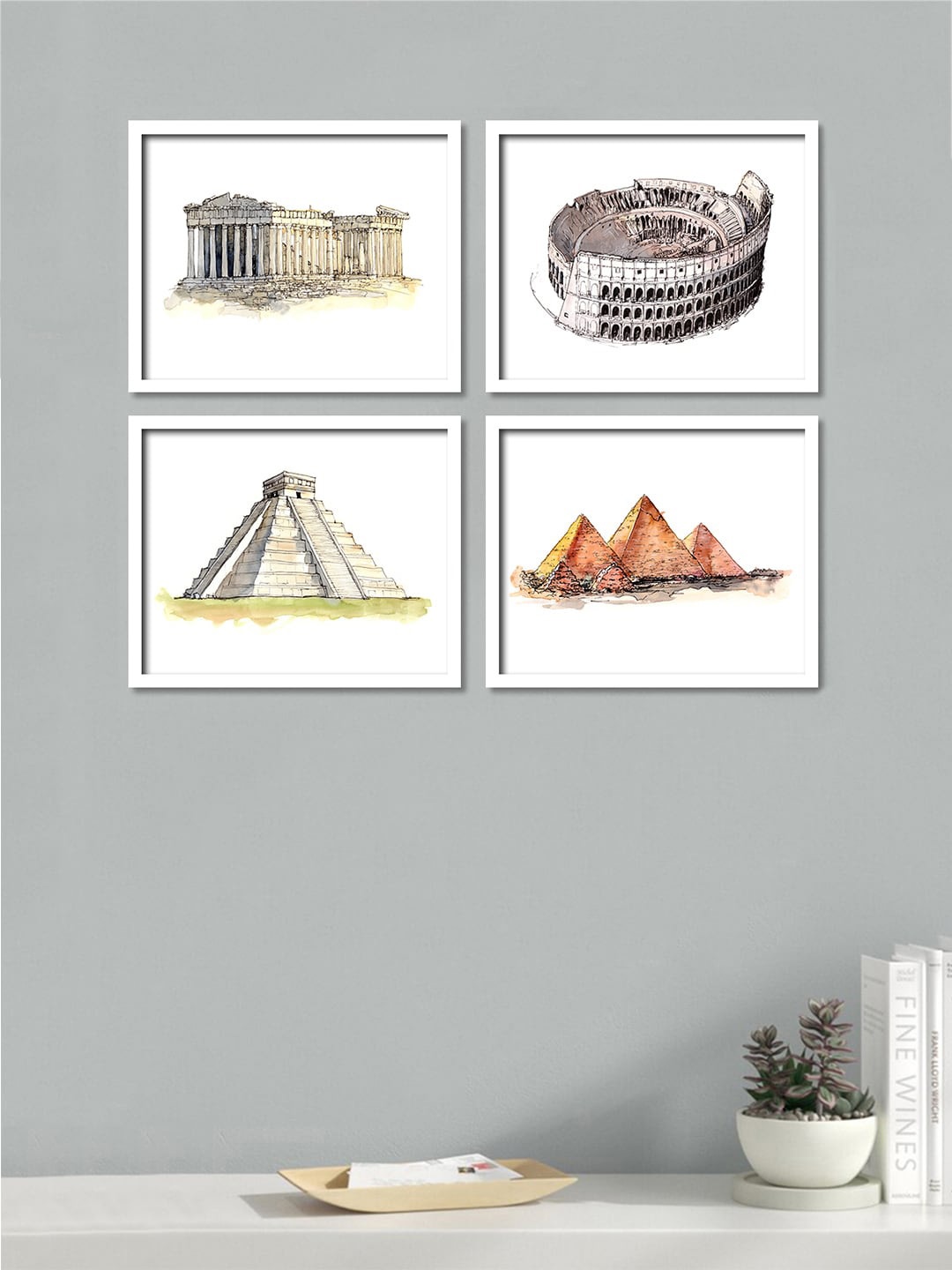 

Art Street Set Of 4 White & Brown Printed Framed Wall Art