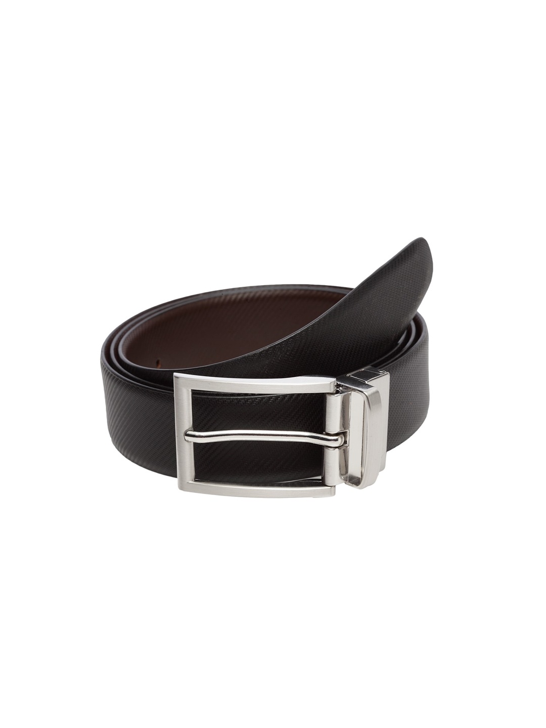 

WELBAWT Men Black & Brown Textured Reversible Leather Belt